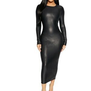 Naked Wardrobe Drippin Hard Back Slit Long Body Con Dress size S